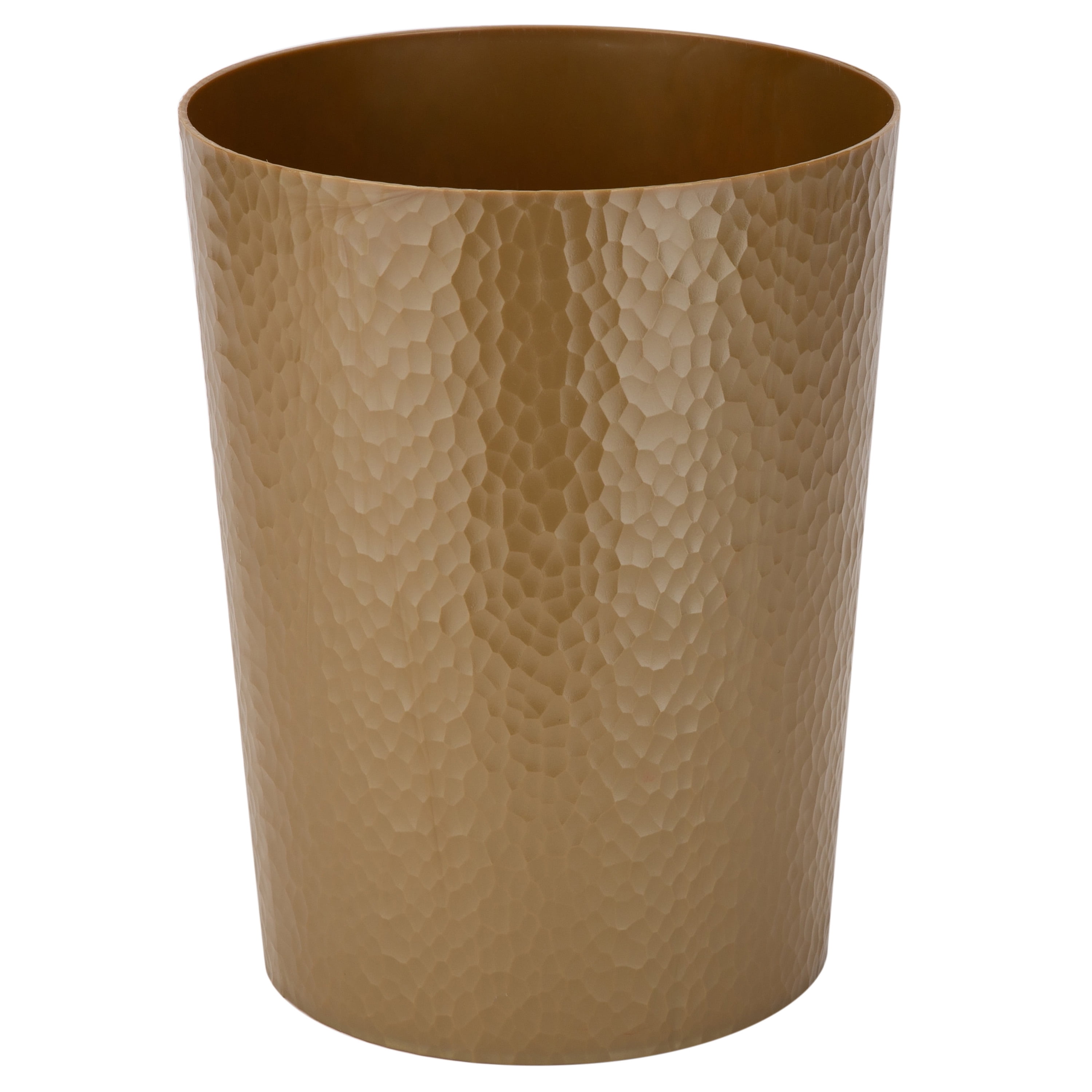 Bath Bliss 10 Liter Hammered Textured Bathroom Trash Can, Gold