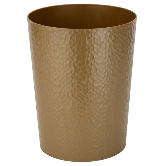Bath Bliss 10 Liter Hammered Textured Bathroom Trash Can, Gold