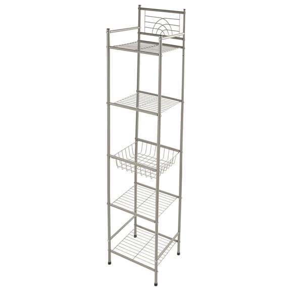 Bath Bliss 11.61"W x 12.99"D x 58.46"H 5-Shelf Storage Shelf, Silver