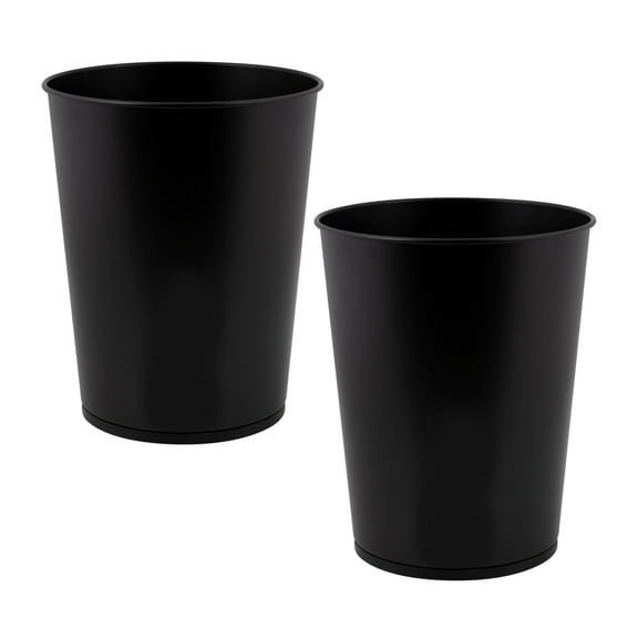 Bath Bliss 2 Pack 1.3 gal Iron Bathroom Trash Can, Matte Black