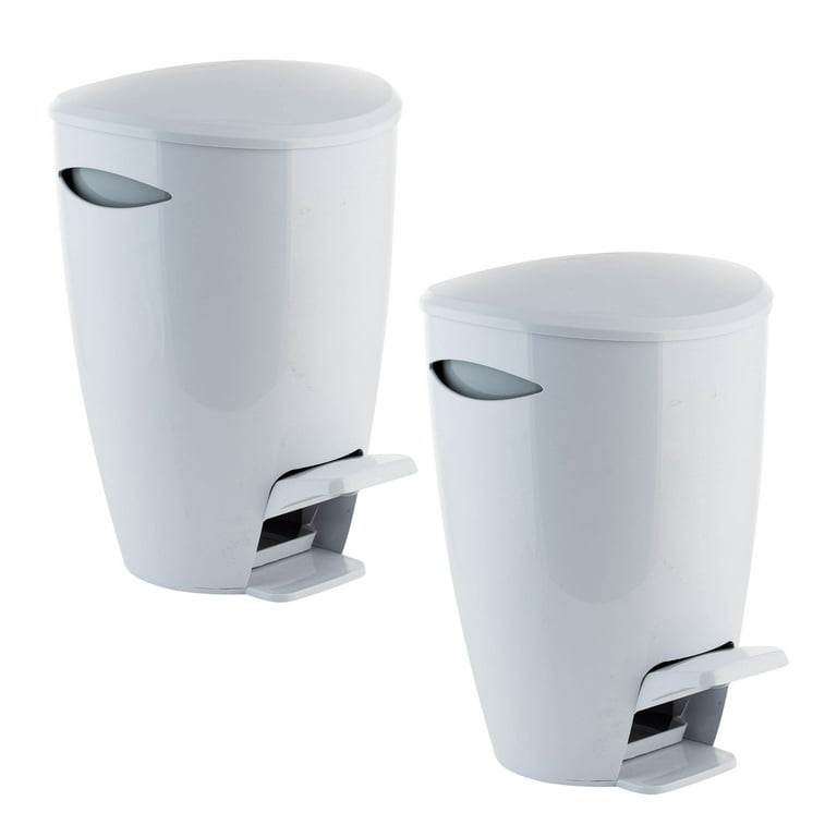 Bath Bliss 2 Pack 5L Contour Plastic Step Pedal Waste Bin in White