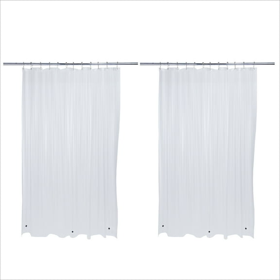 Bath Bliss 2 Pack 70" x 72" PVC Heavy Grommet Solid Bathroom Shower Liner in Solid Frost Clear