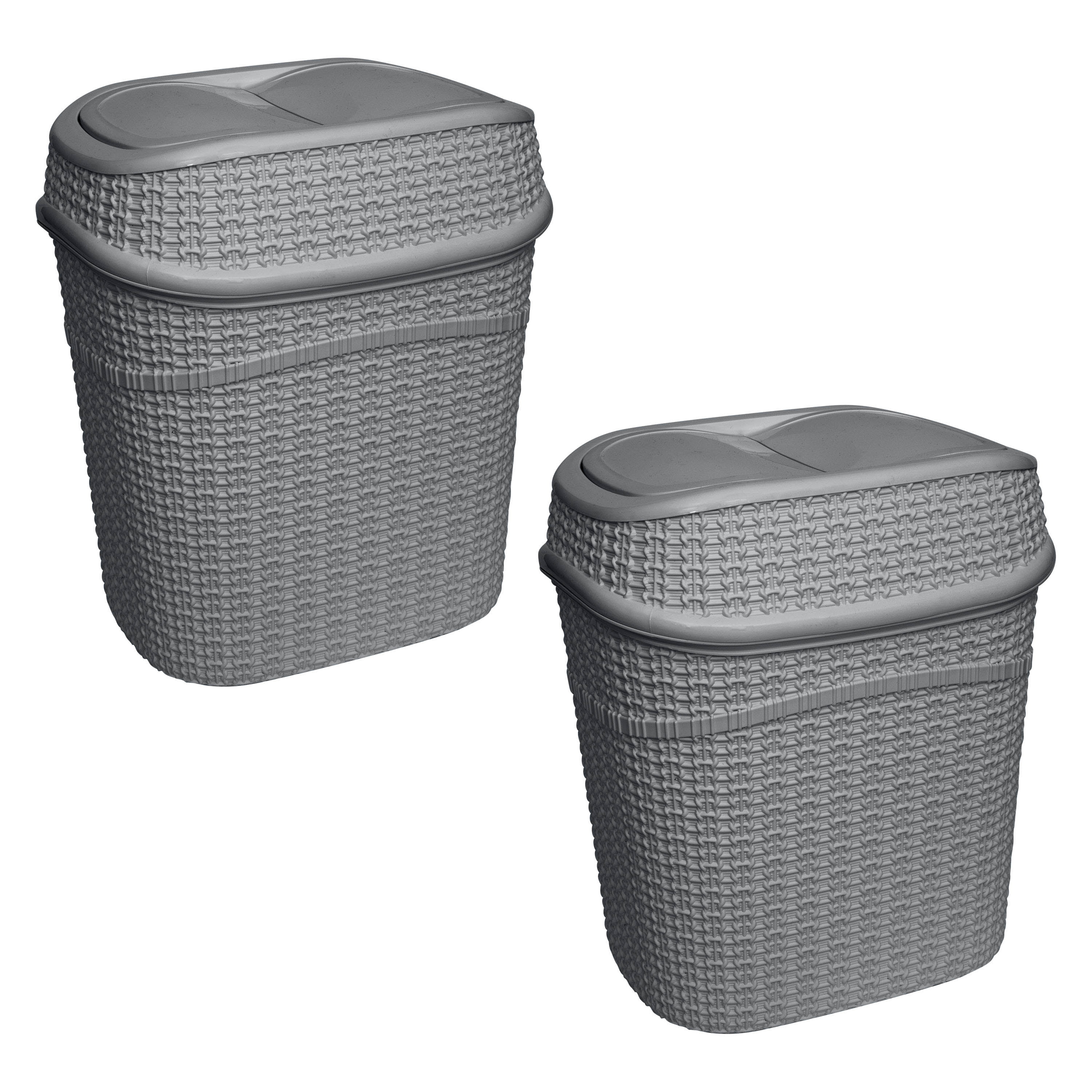 Gray Plastic Sailor Knot Swing Top Waste Bin - 9.5 Liter