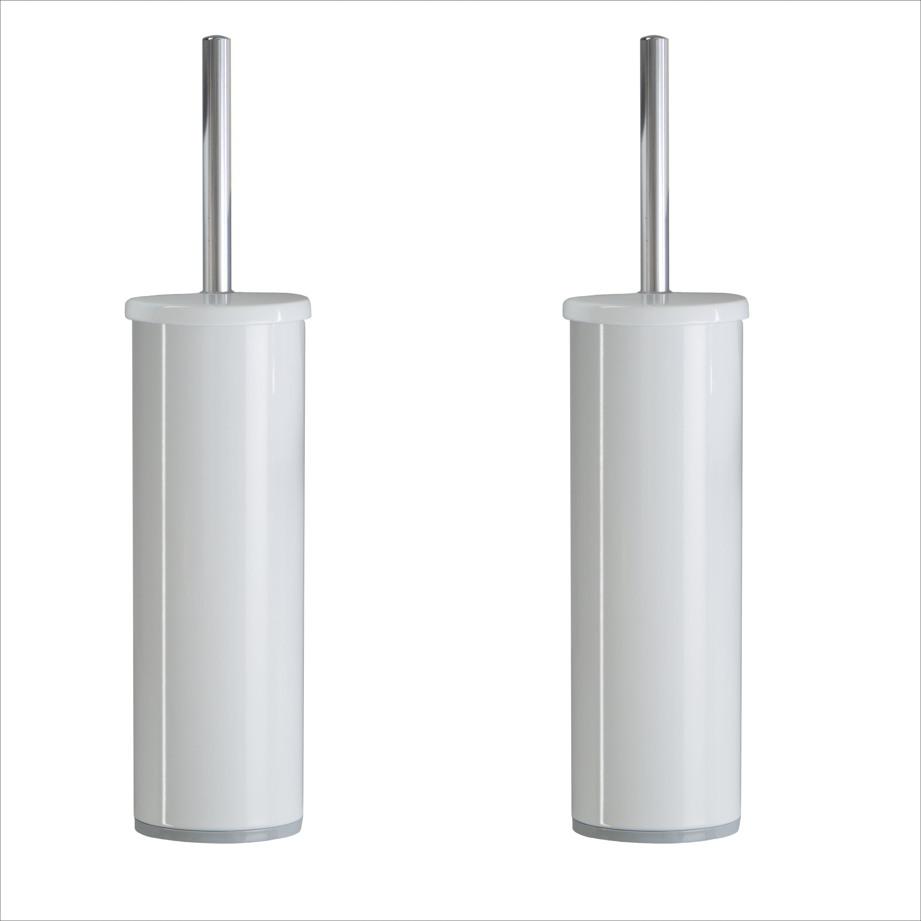 White Stainless Steel Toilet Brush and Holder Set, 2-Pack