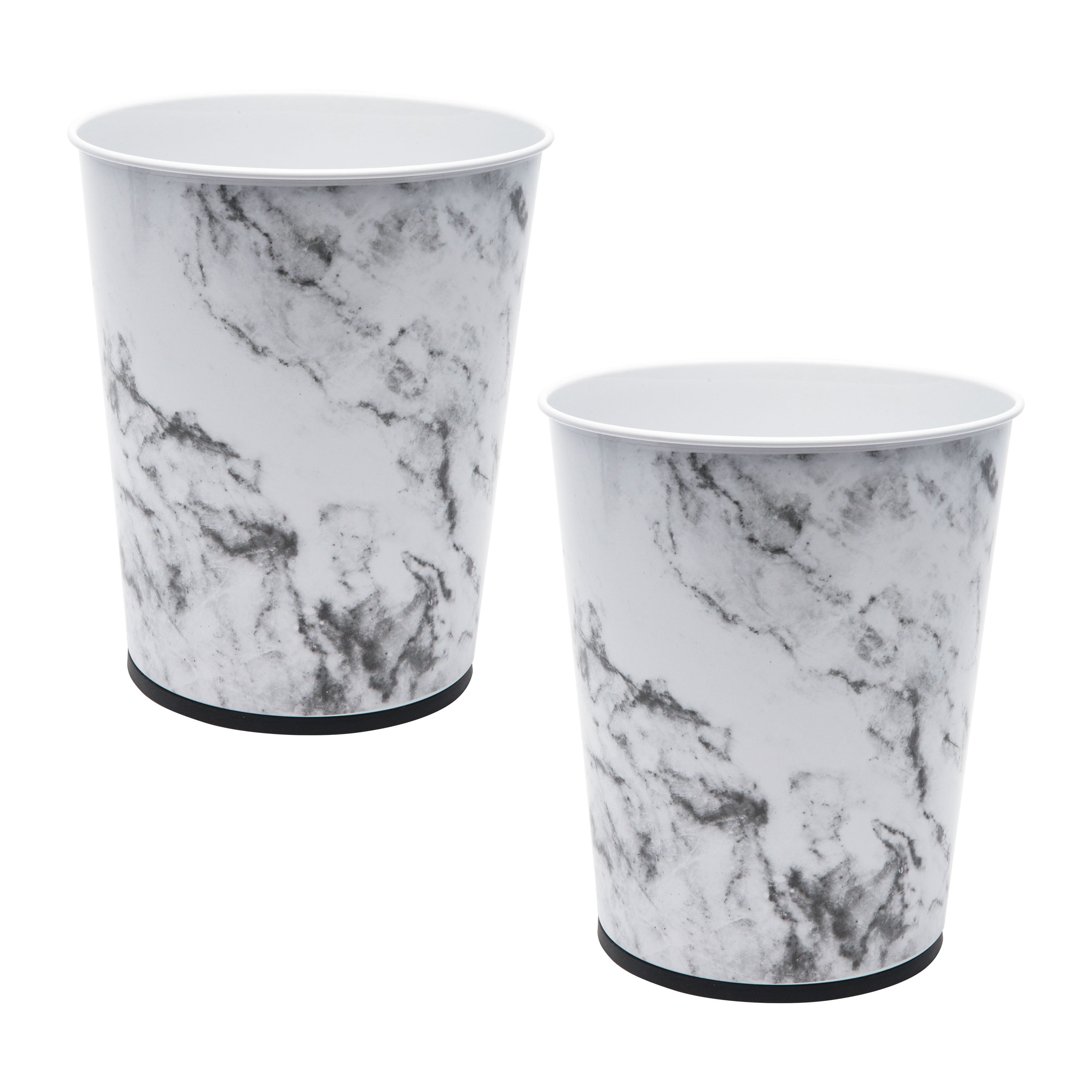 Bath Bliss 2 Pack Marble Bathroom Trash Can Compact Iron Waste Basket ...