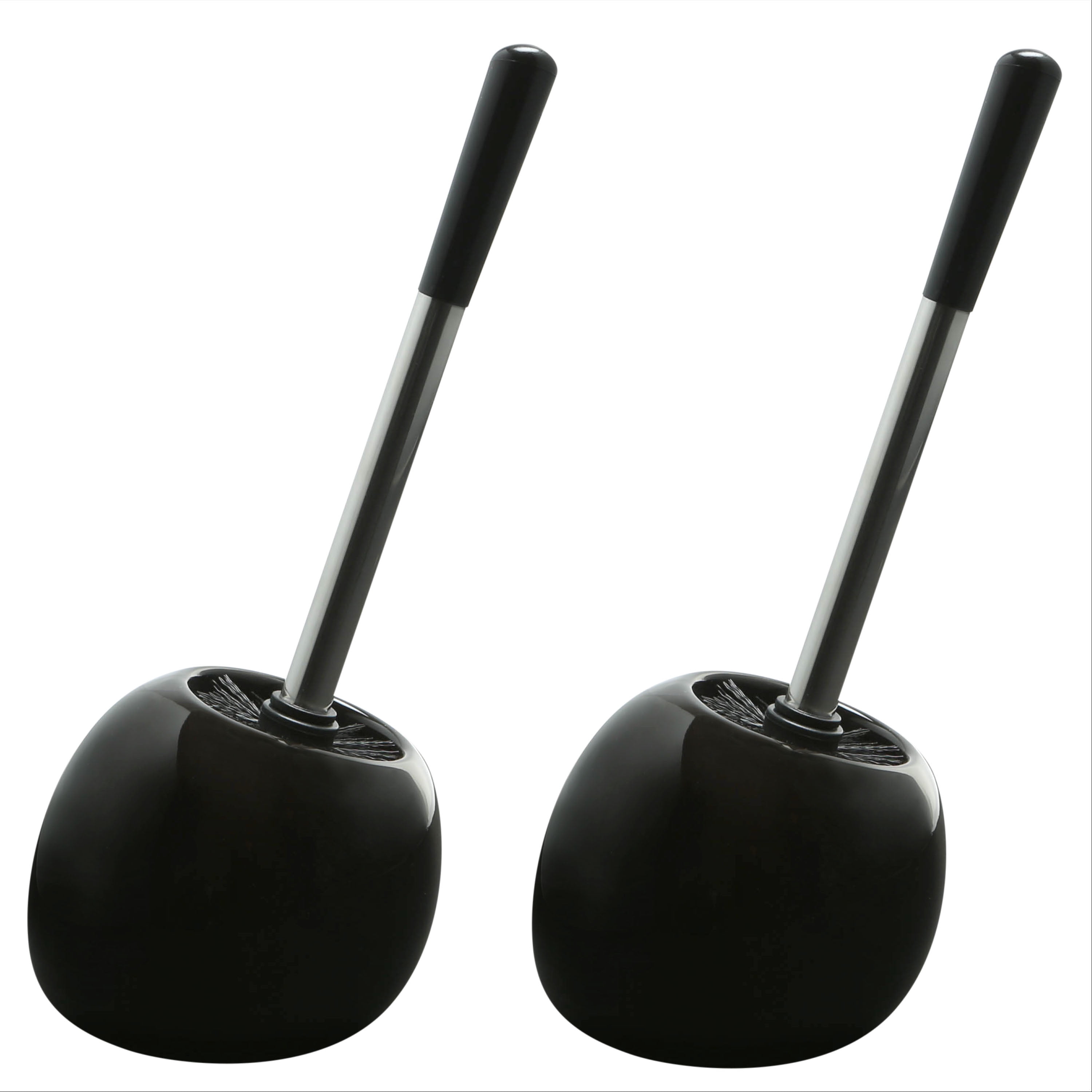 Bath Bliss 2 Pack Ceramic Dome Toilet Brush & Holder in Black
