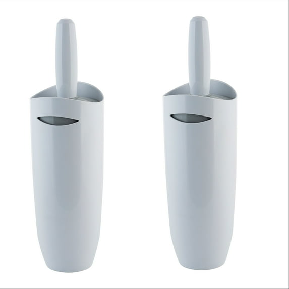 Bath Bliss 2 Pack Contour Toilet Brush and Holder in White