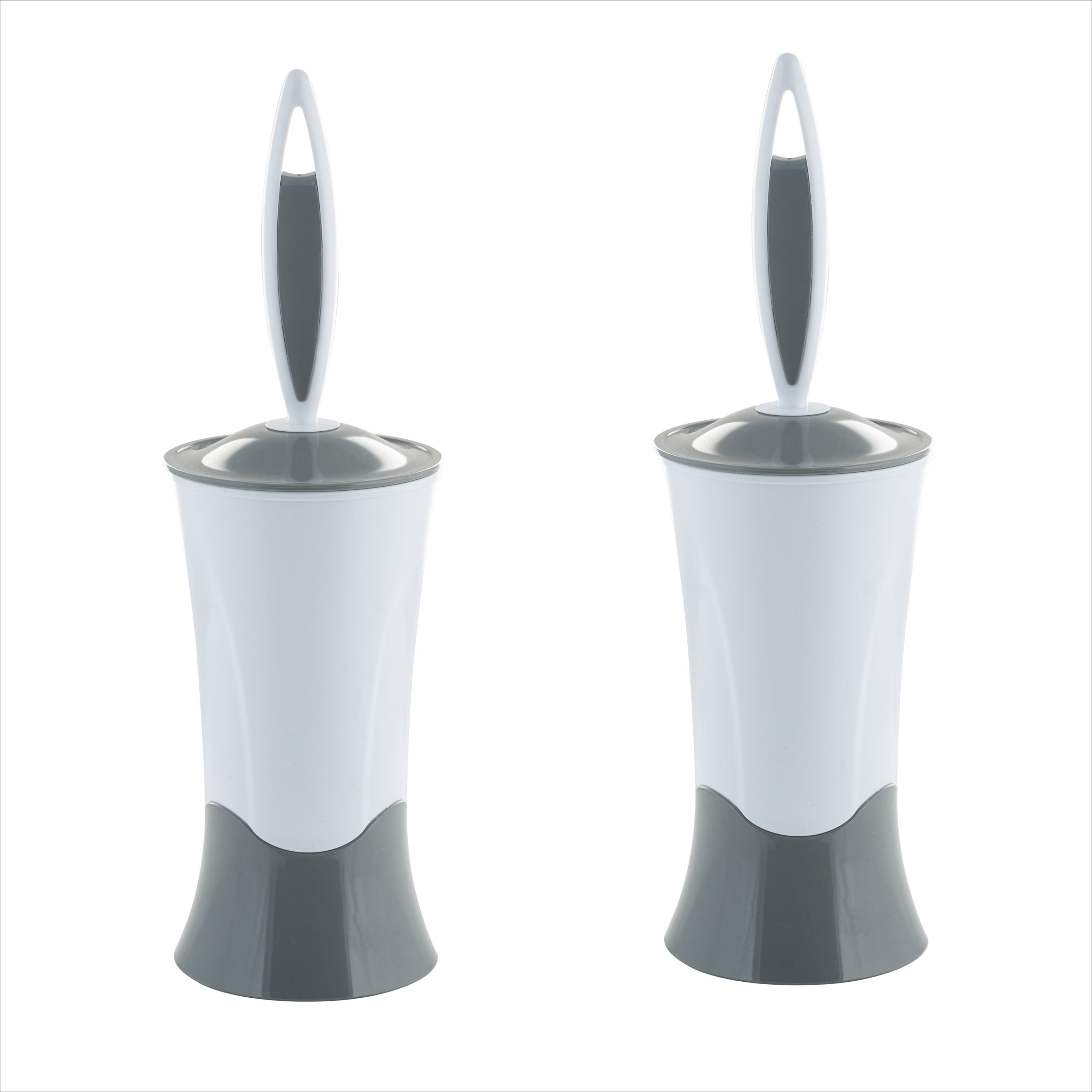 Bath Bliss 2 Pack Curve Design Toilet Brush and Holder, White