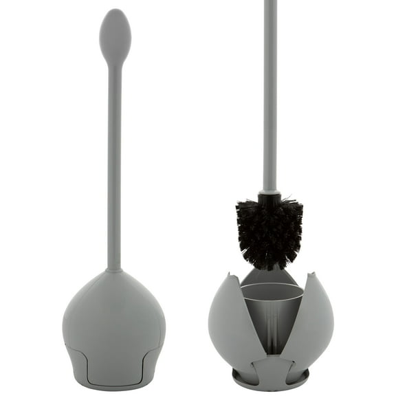 Bath Bliss 2 Pack Firm Grip Tulip Toilet Bowl Brush in Grey