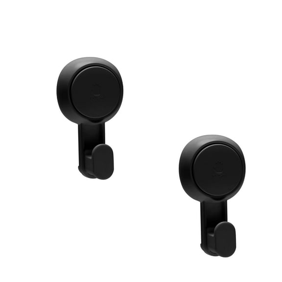 Bath Bliss 2 Pack Gel-Suction Power Hooks in Matte Black