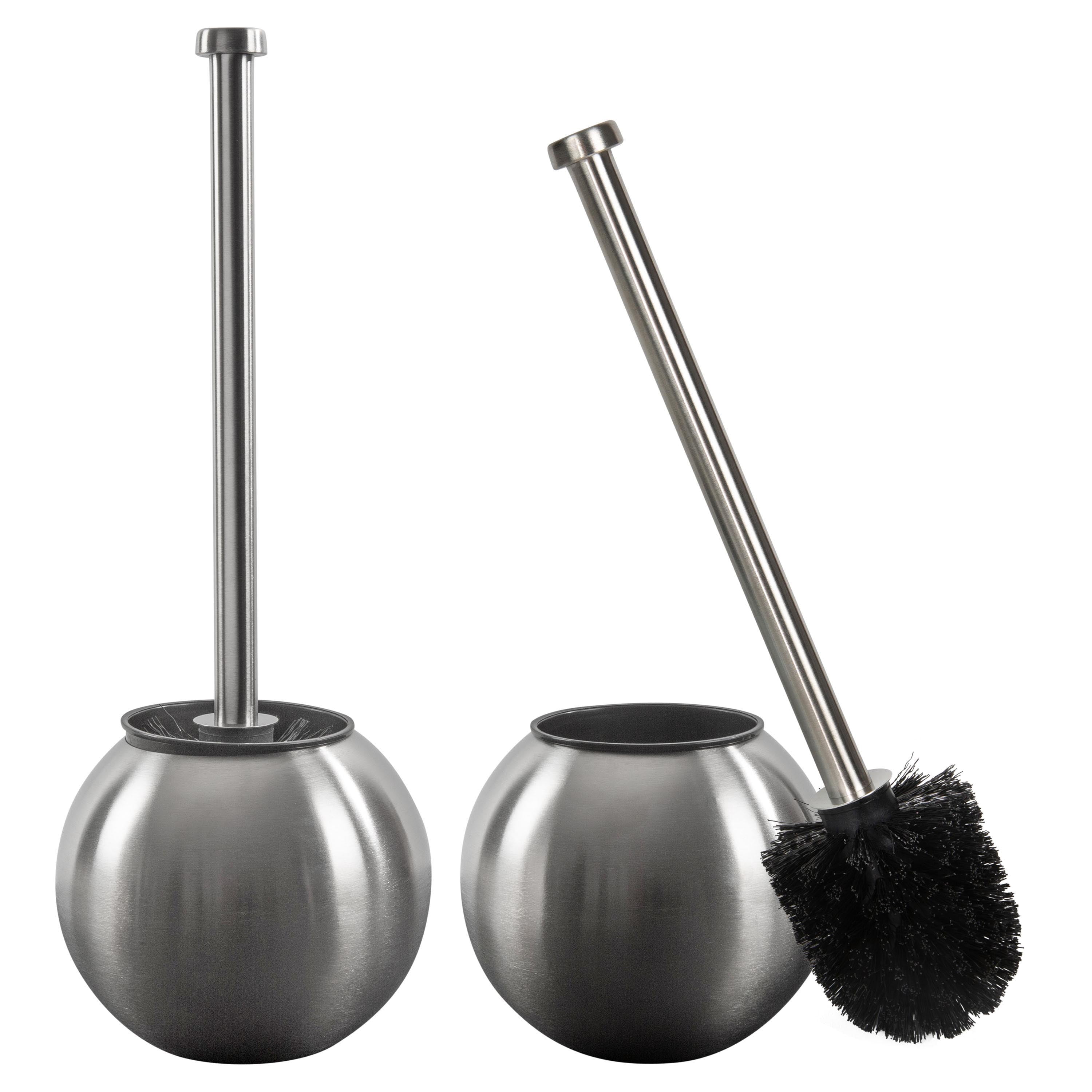 Stainless Steel Globe Design Toilet Brush and Holder Set