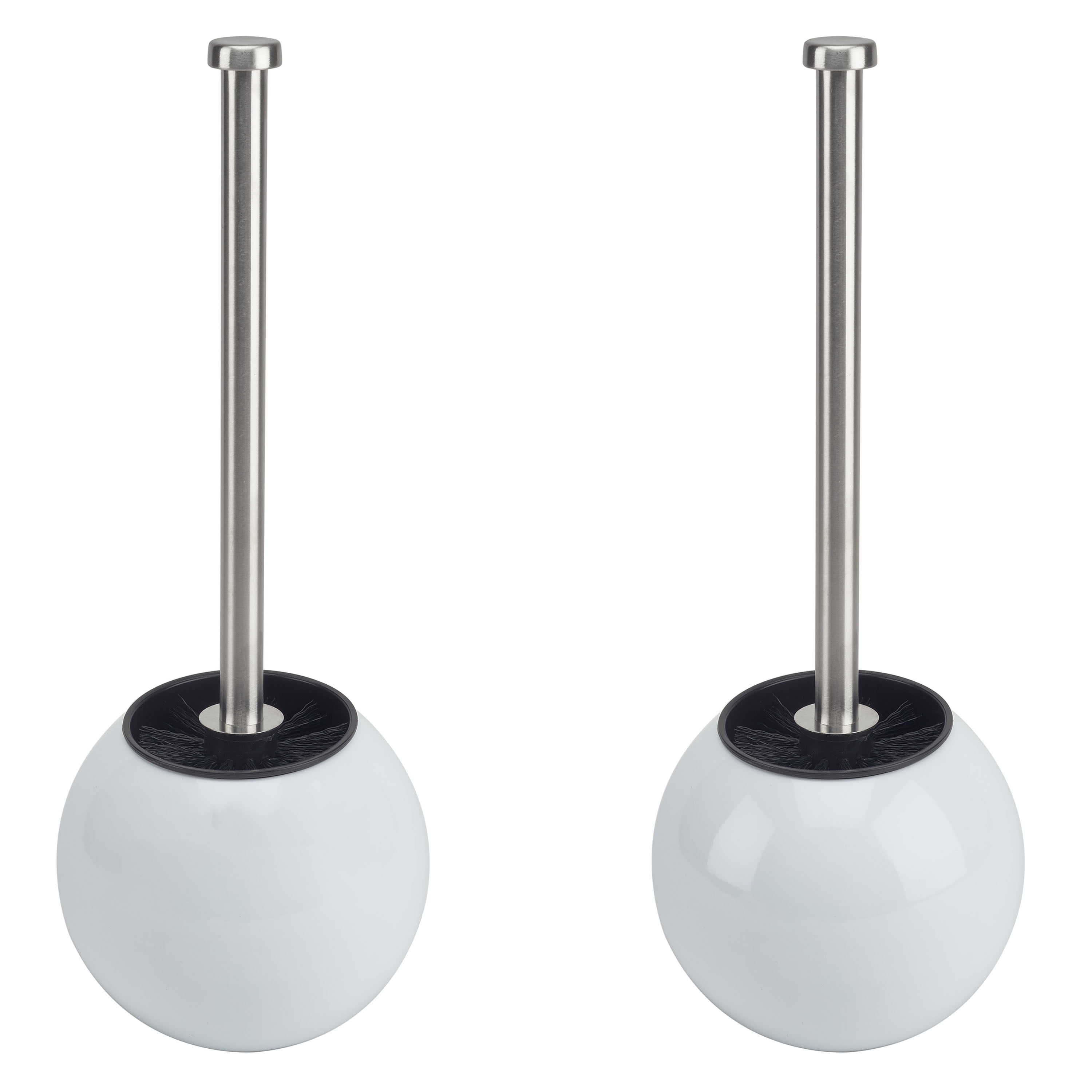 White Stainless Steel Globe Design Toilet Brush and Holder Set