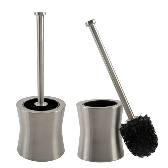 Bath Bliss 2 Pack Hour Glass Shaped Stainless Steel Toilet Brush and Holder