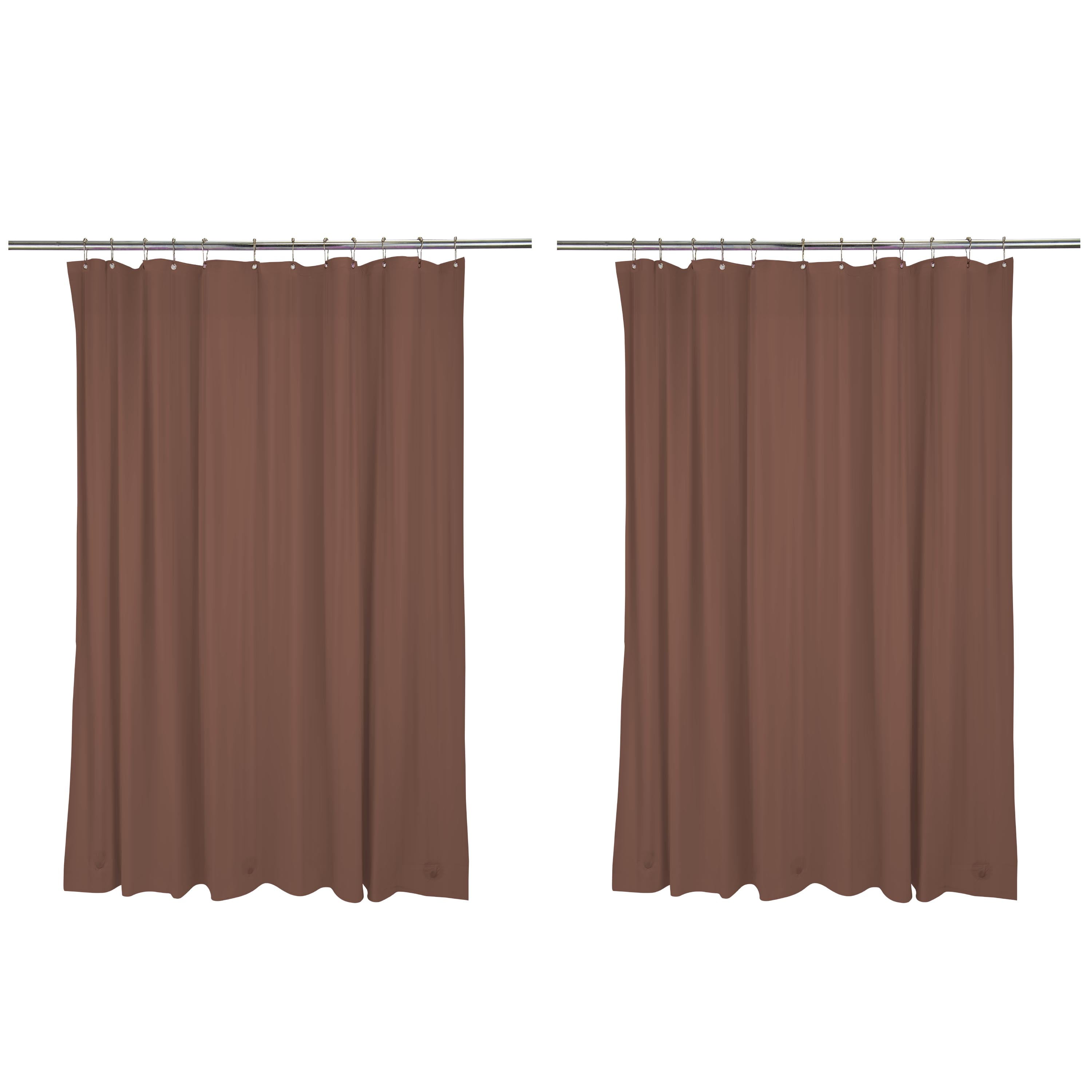 Bath Bliss 2 Pack PVC 70" x 72" Heavy Grommet Bathroom Shower Liner in Chocolate