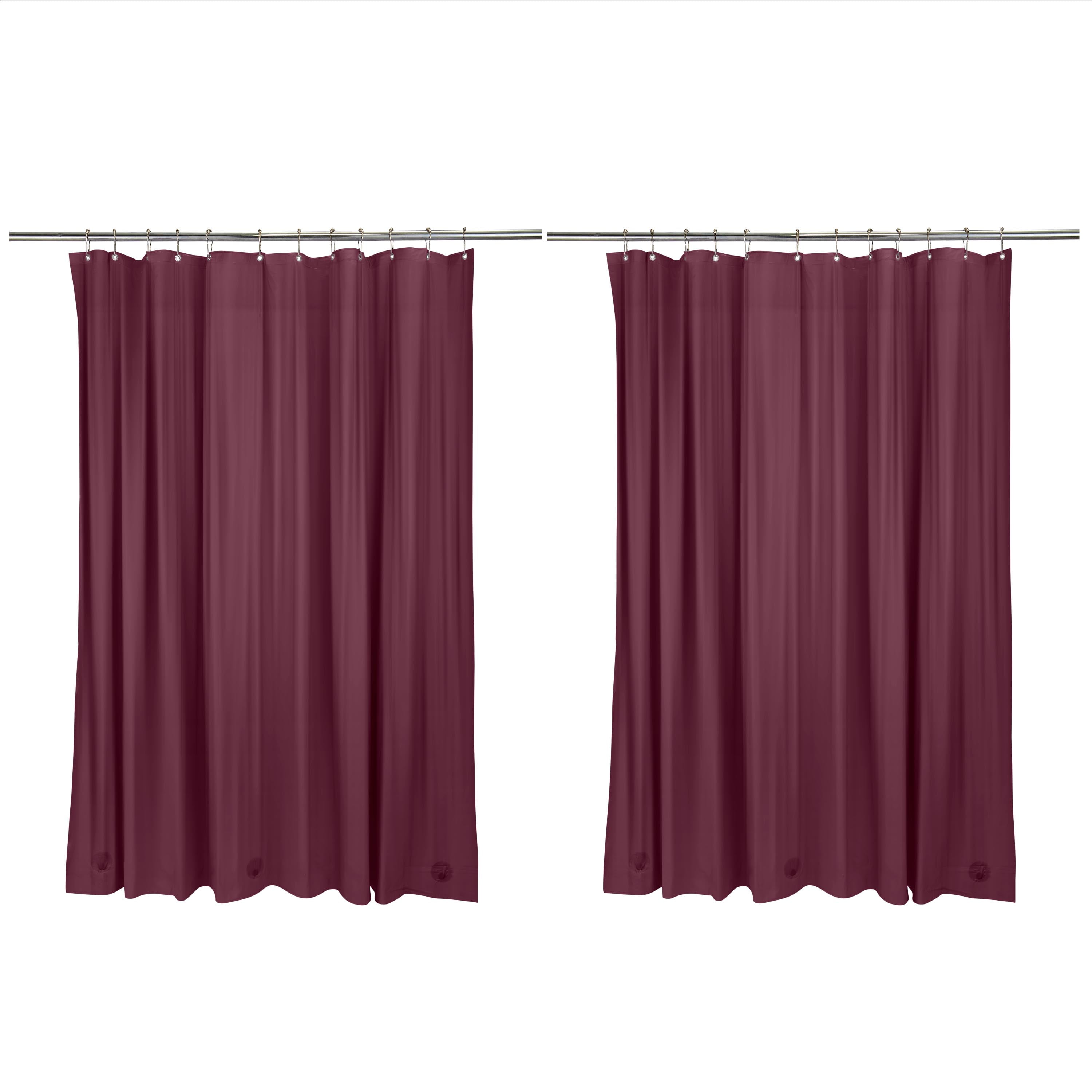 Bath Bliss 2 Pack PVC 70" x 72" Heavy Weight Bathroom Shower Liner in Solid Burgundy