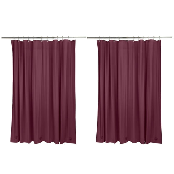 Bath Bliss 2 Pack PVC 70" x 72" Heavy Weight Bathroom Shower Liner in Solid Burgundy
