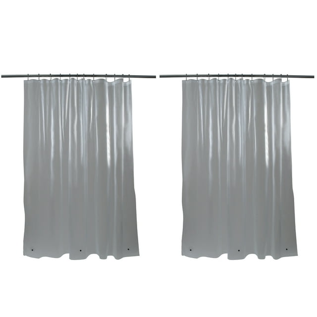 Bath Bliss 2 Pack PVC 70" x 72" Solid Heavy Duty Bathroom Shower Liner in Clear Frost