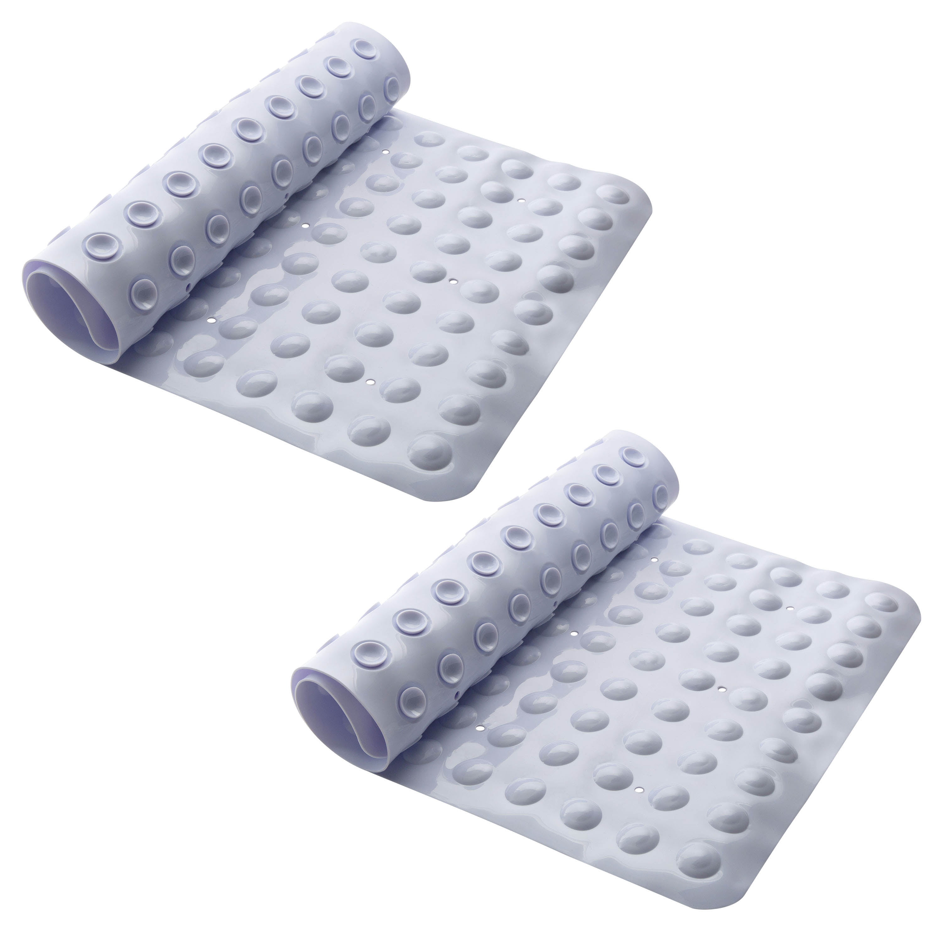 Bath Bliss 2 Pack PVC Sanitized Non-Slip Bath Mat in White