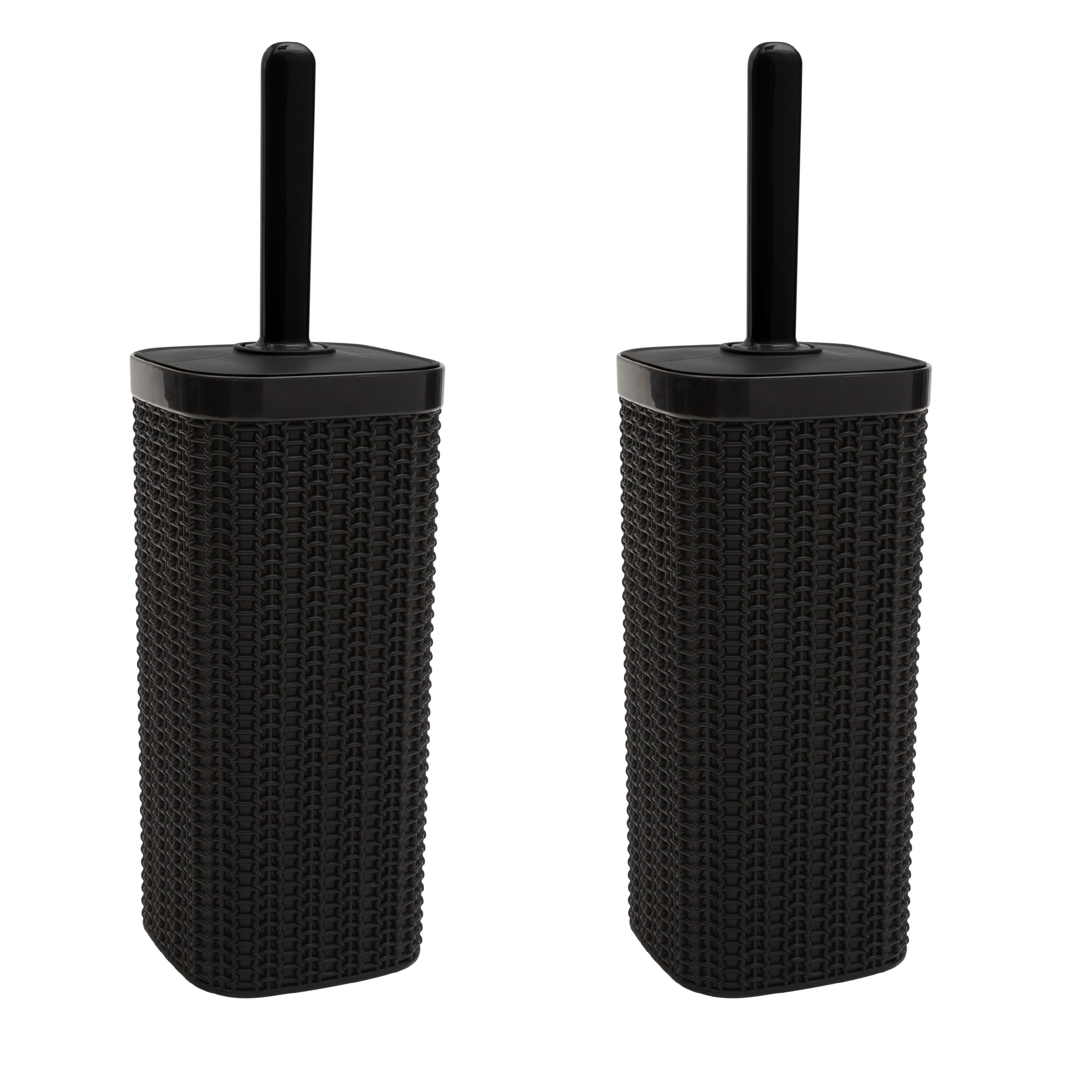 Matte Black Hygienic Plastic Toilet Brush Set with Holder