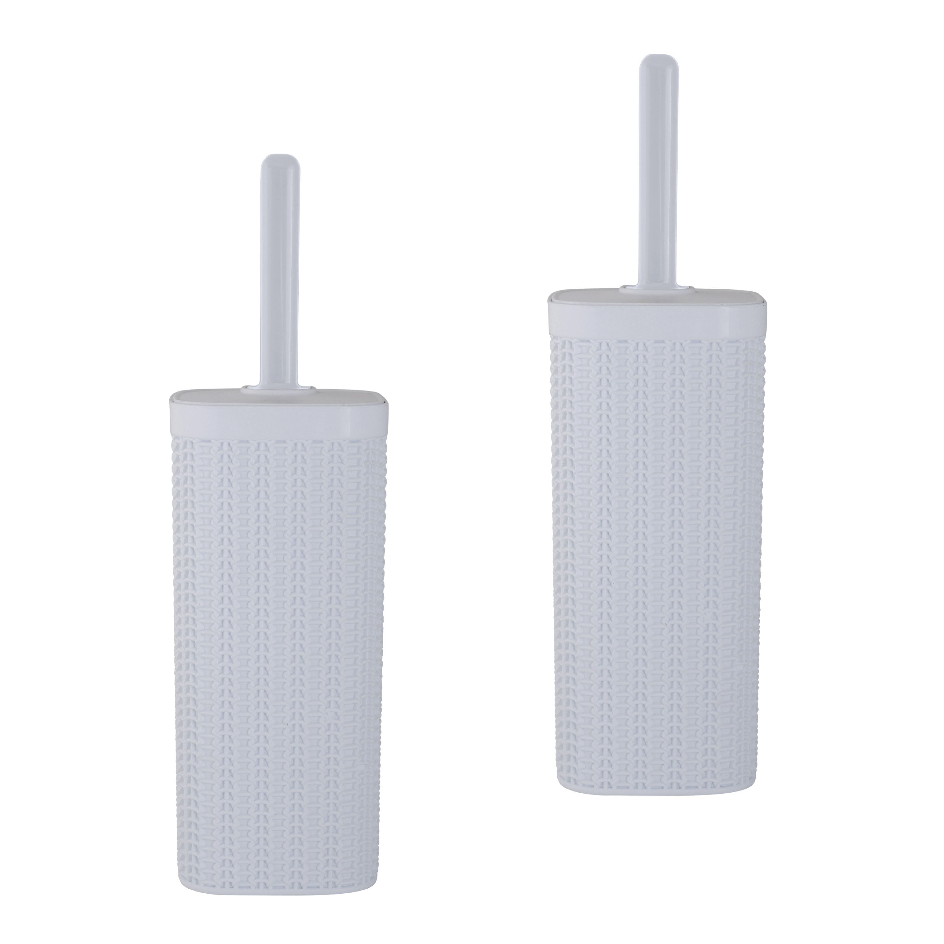 White Hygienic Plastic Toilet Brush and Holder Set