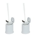 thumbnail image 1 of Bath Bliss 2 Pack Self Closing Lid Toilet Brush with Rim Scrubber, White, 1 of 8