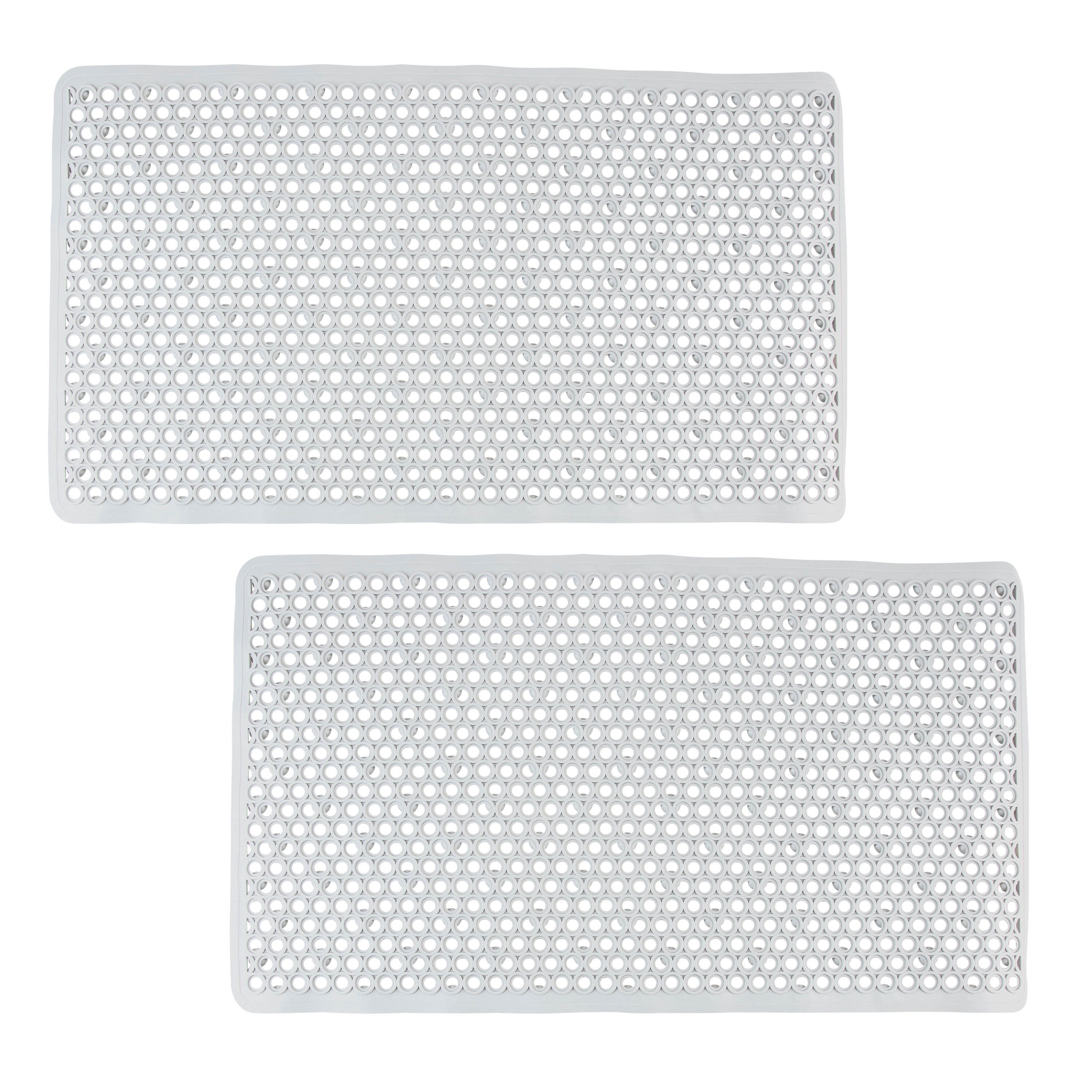 Bath Bliss 2 Pack Self-Draining PVC Bathmats in White