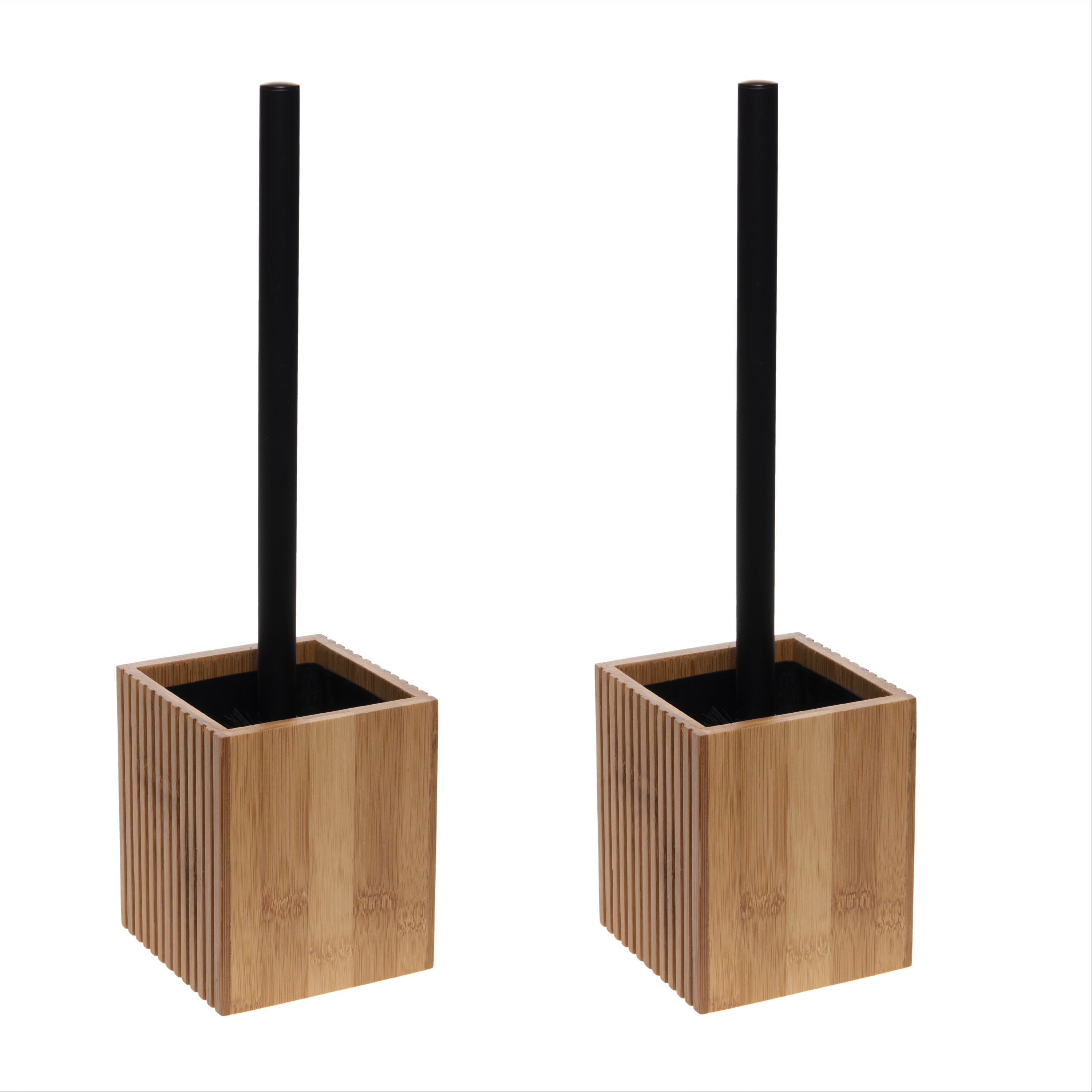 Bath Bliss 2 Pack Small Square Oslo Bamboo Toilet Bowl Brush