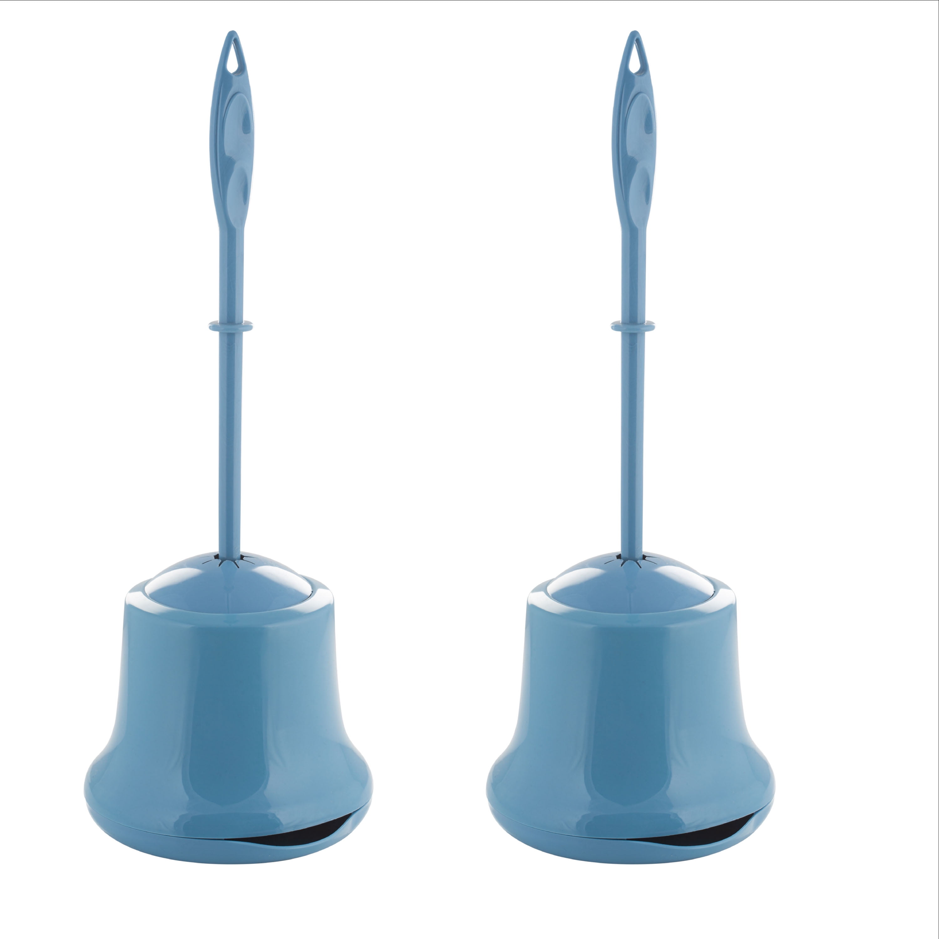 Bath Bliss 2 Pack Toilet Brush and Holder with Vented Base, Blue