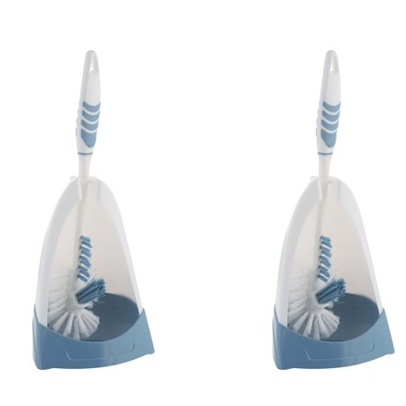 Bath Bliss 2 Pack Toilet Brush with Rim Scrubber, Blue