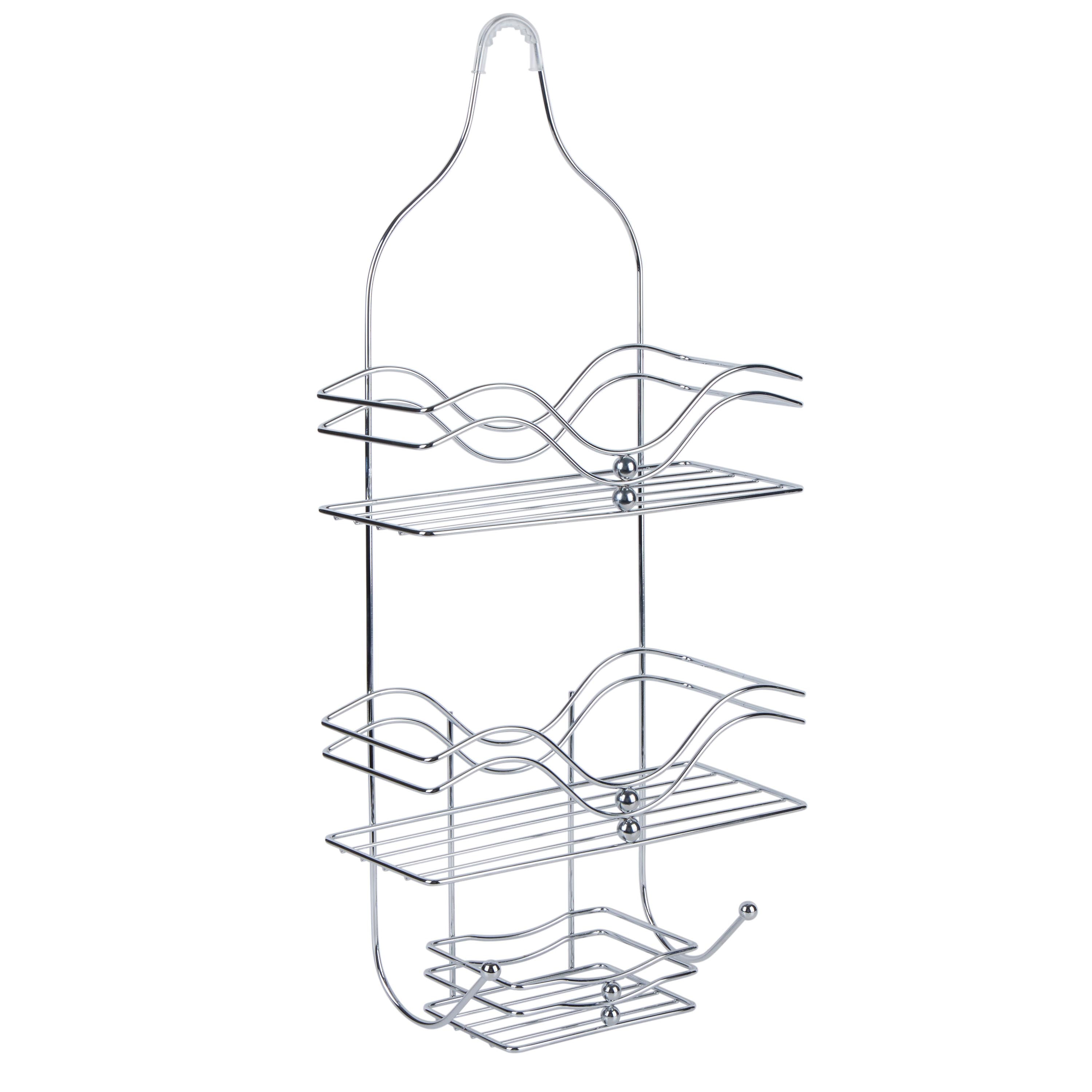 Chrome Ocean Wave Design Metal Hanging Shower Caddy
