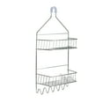 thumbnail image 1 of Bath Bliss 2 Tier Shelf Steel Cabana Stripe Shower Caddy, Silver Chrome, 1 of 6
