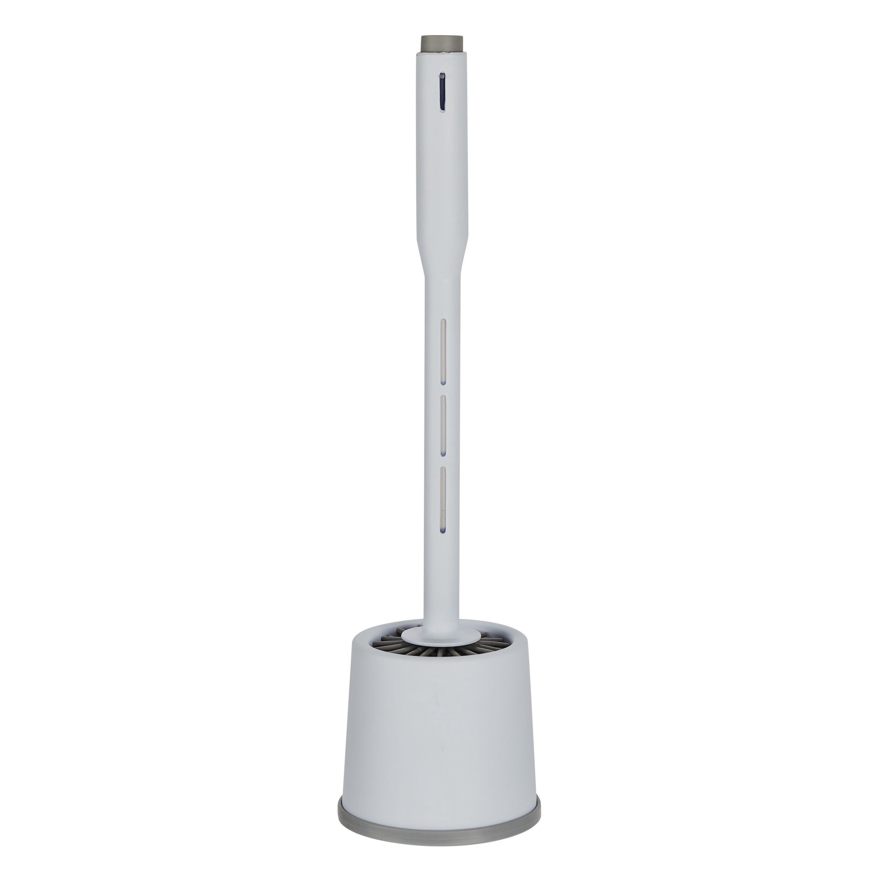 Bath Bliss 2-in-1 Toilet Bowl Brush with Refillable Liquid Dispenser Handle White Color | Bathroom Cleaning Supplies | Compact Toilet Brush Storage