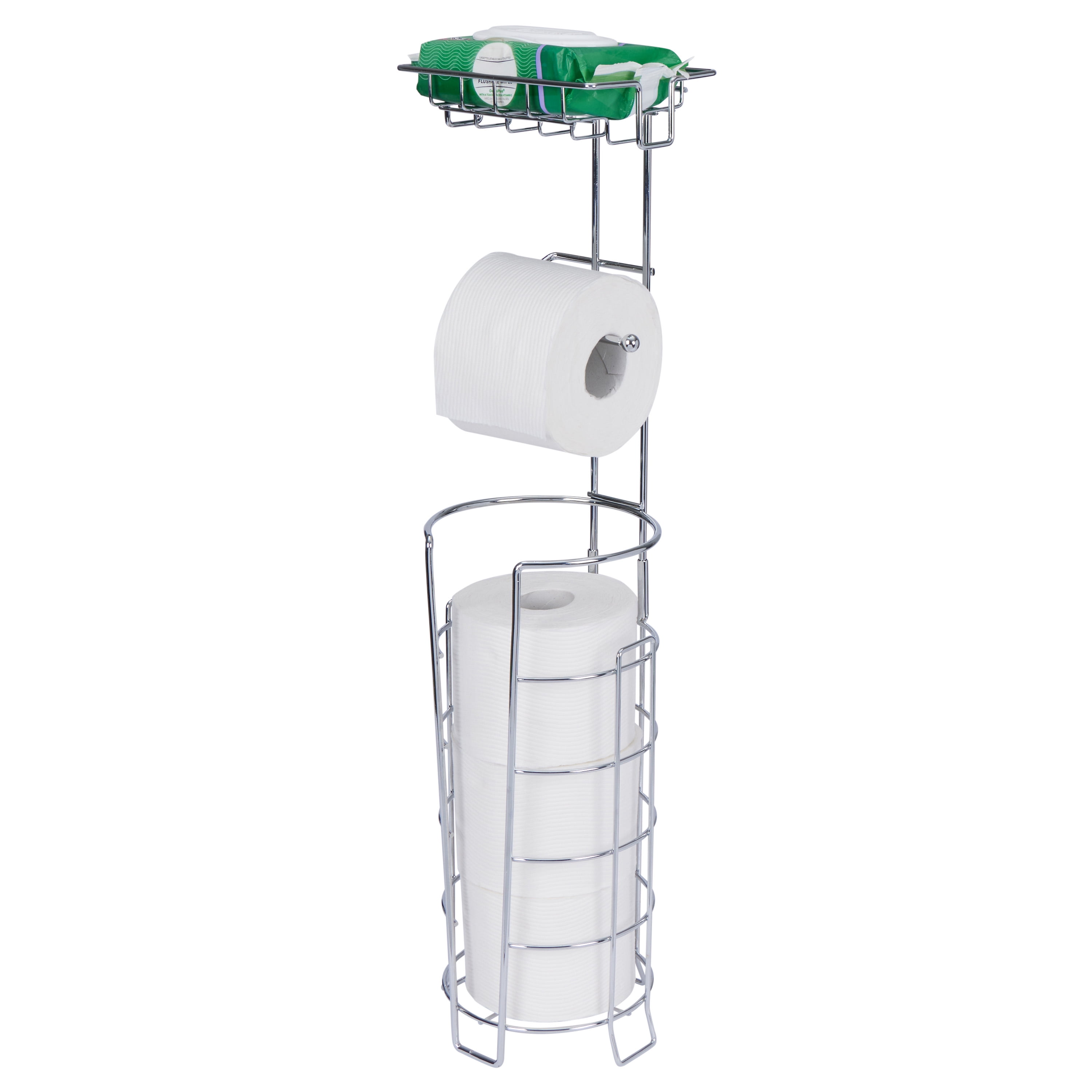 Chrome 2-in-1 Toilet Paper Holder with Storage Shelf