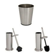 Bath Bliss 3 Piece Stainless Steel Bathroom Set | Trash Can| Toilet Brush | Plunger
