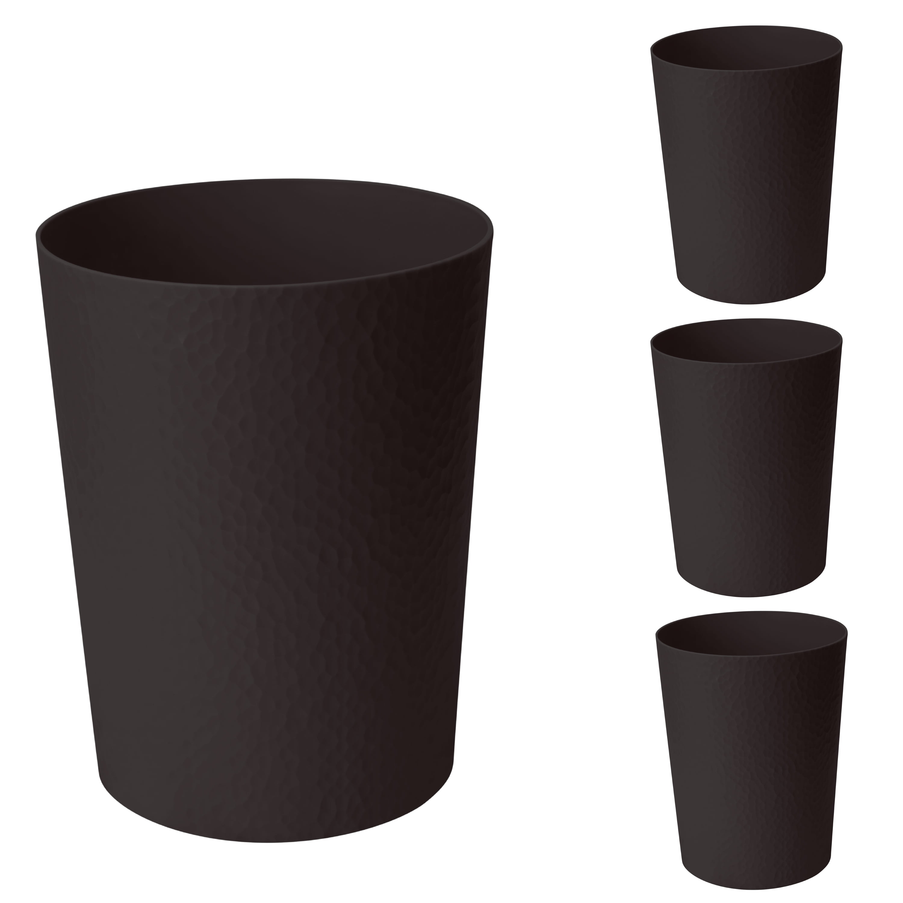 Bath Bliss 4 Pack 10 Liter Hammered Textured Plastic Bathroom