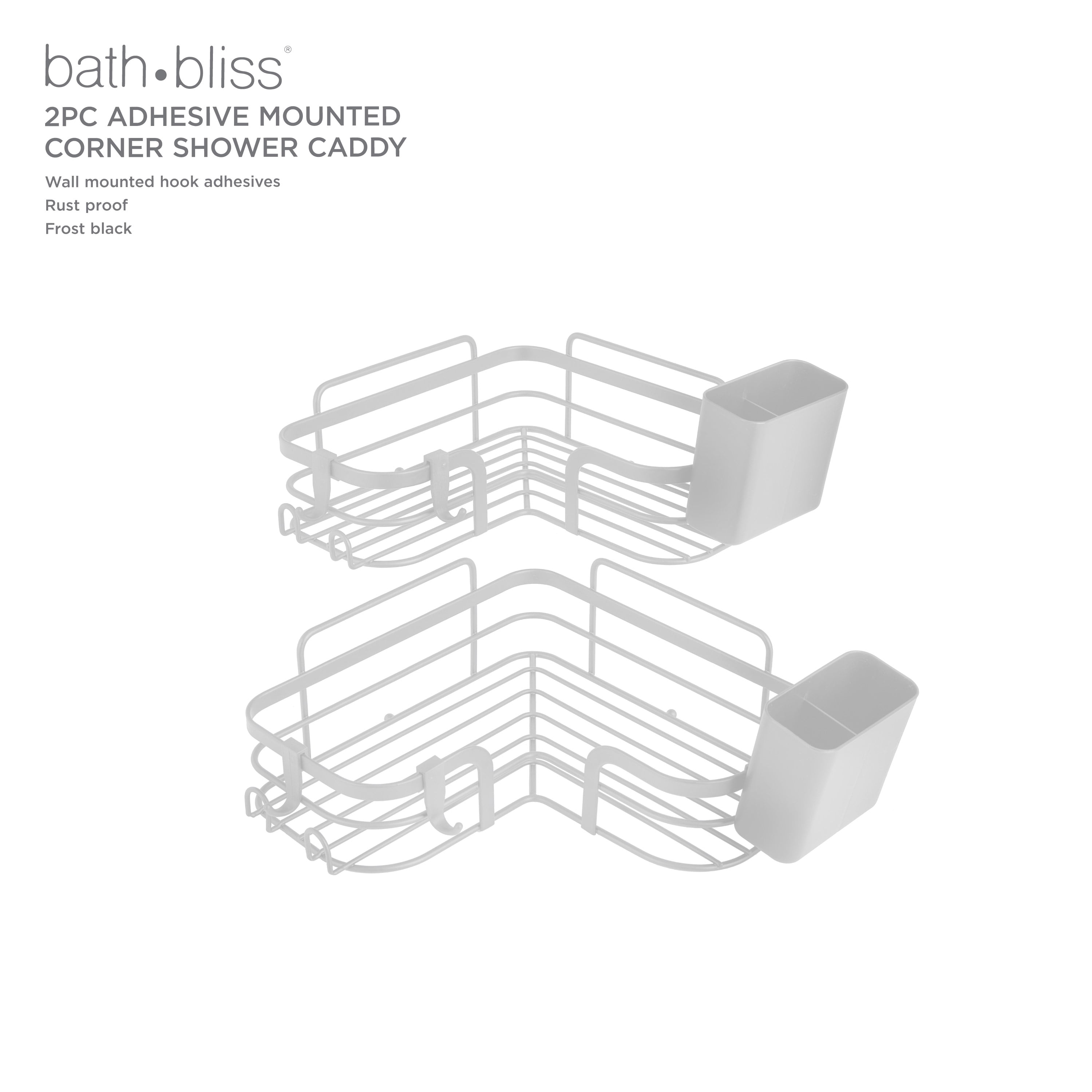 Bath Bliss 4 Piece Adhesive Corner Shelf Caddy Set in White