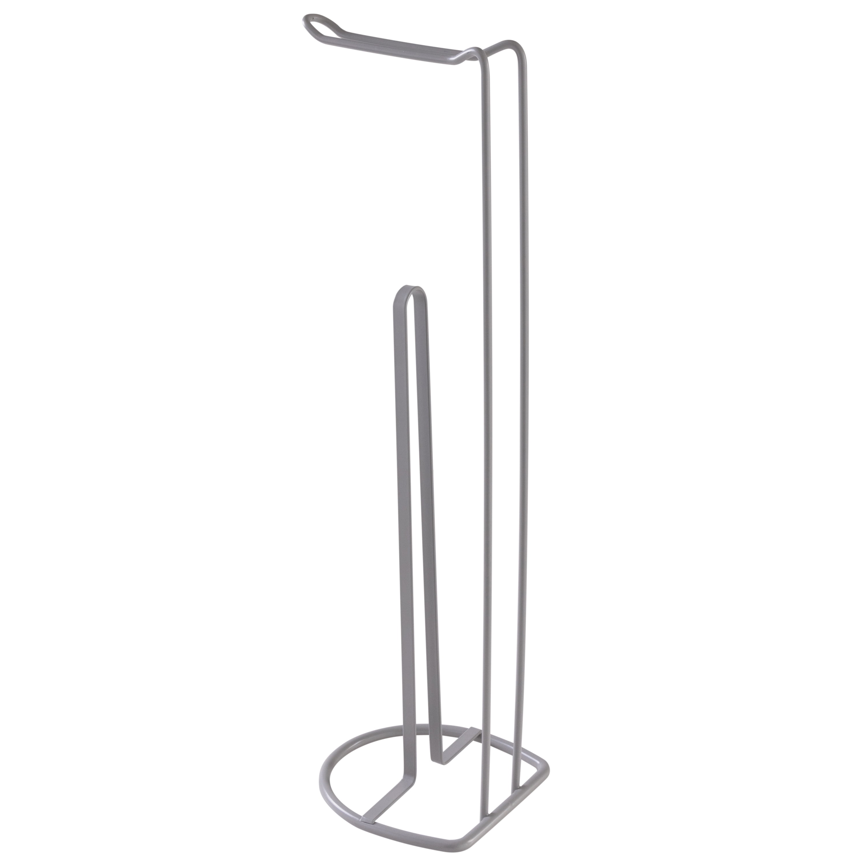 Gray Slim Steel Freestanding Toilet Paper Reserve and Dispenser