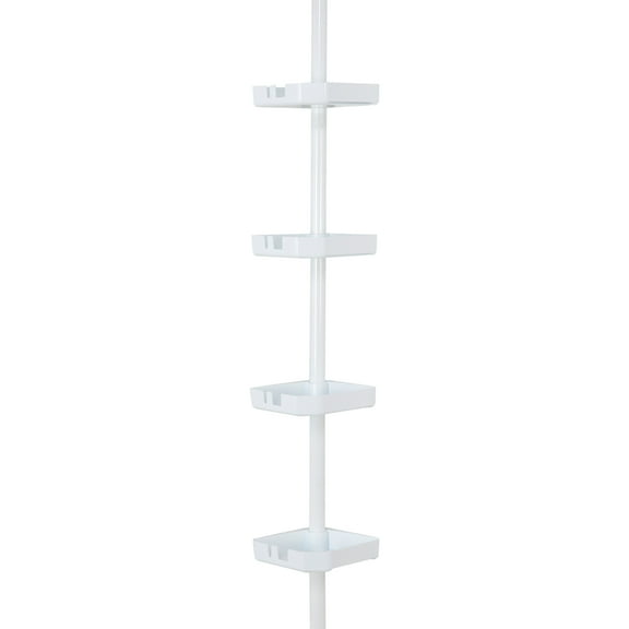 Bath Bliss 4 Tier Tension Corner Shower Organizer Caddy White