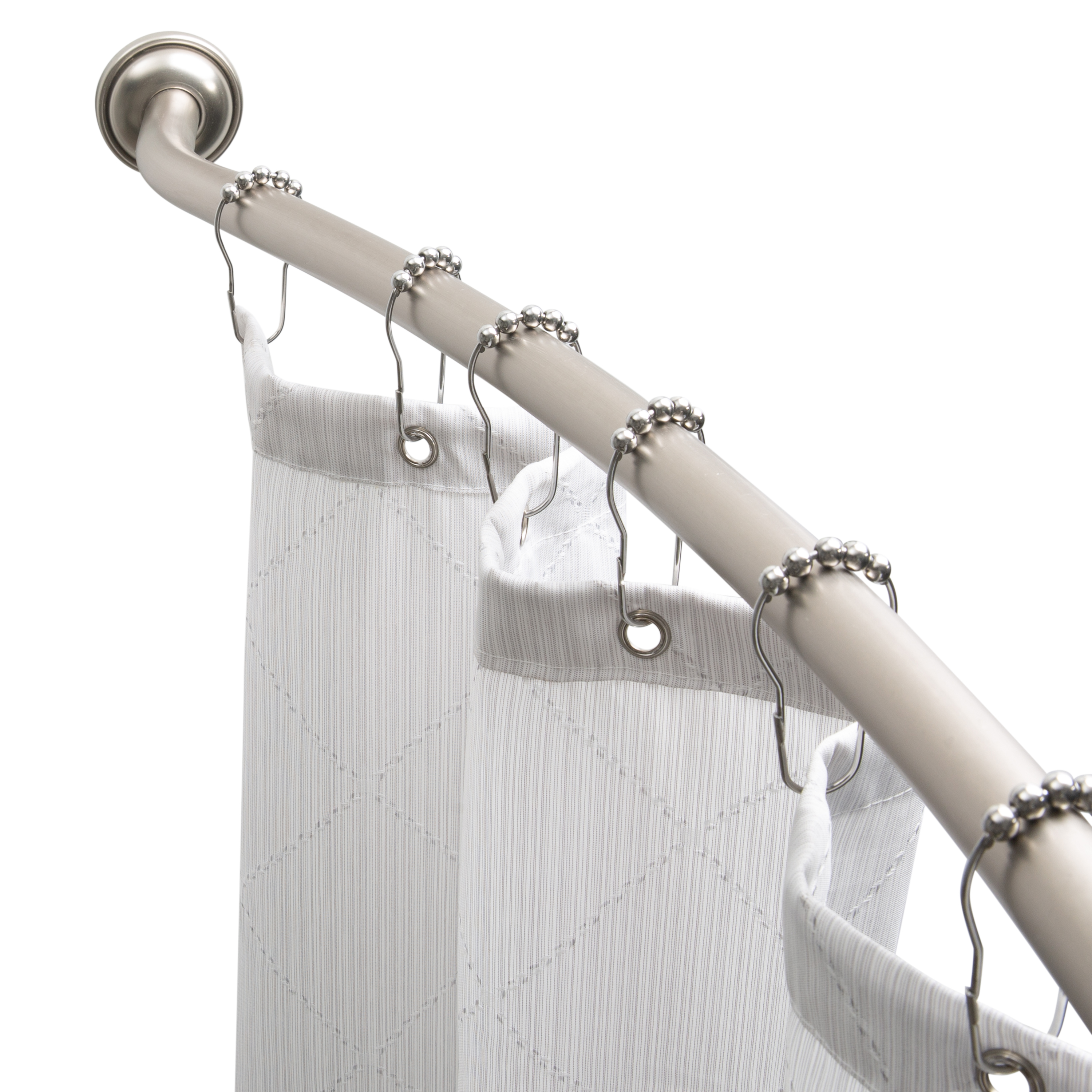 Bath Bliss 44"-72" Adjustable Iron Curved Shower Curtain Rod, Satin Nickel - image 1 of 8