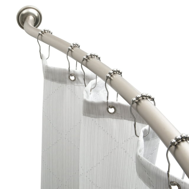 Bath Bliss 44"-72" Adjustable Iron Curved Shower Curtain Rod, Satin Nickel