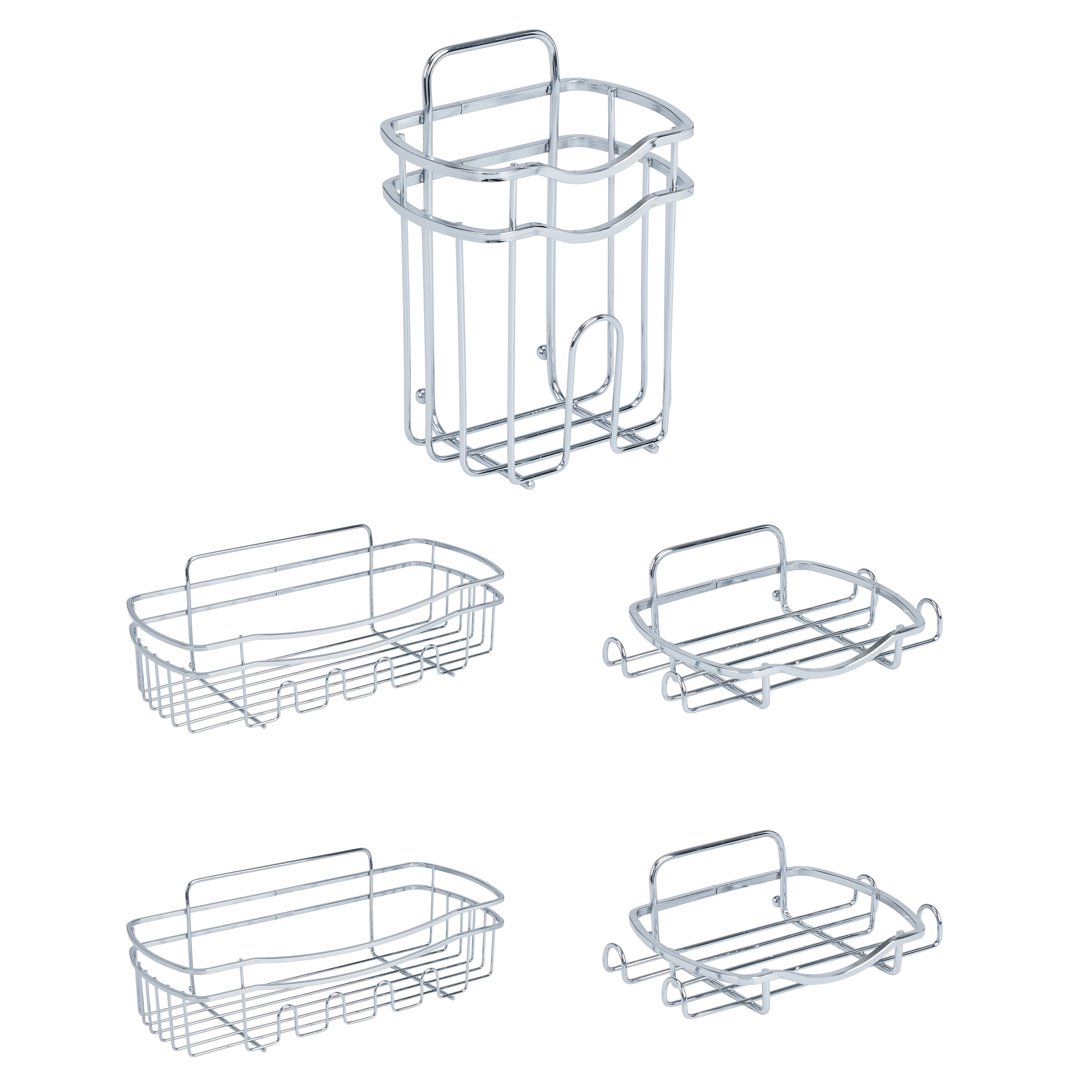 Bath Bliss 5 Piece Adhesive Shower Caddy Organizer in Chrome