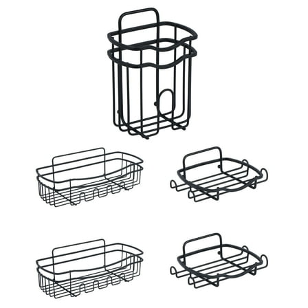 Bath Bliss 5 Piece Adhesive Shower Caddy Organizer in Matte Black
