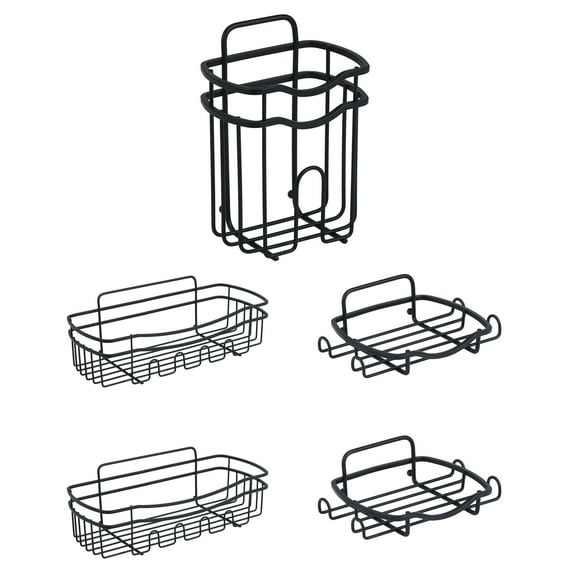 Bath Bliss 5 Piece Adhesive Shower Caddy Organizer in Matte Black