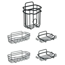 Bath Bliss 5 Piece Adhesive Shower Caddy Organizer in Matte Black