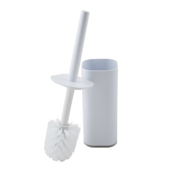 Bath Bliss Acrylic Square Toilet Brush and Holder Set in White