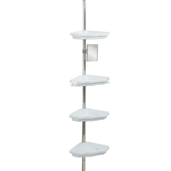 Bath Bliss Aluminum 4 Tier Corner Shower Organizer in White