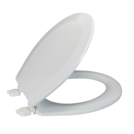 Bath Bliss Beveled Wood Standard Round Toilet Seat in White