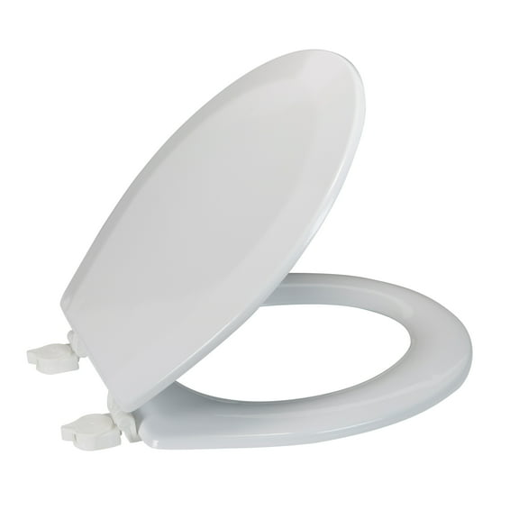 Bath Bliss Beveled Wood Standard Round Toilet Seat in White