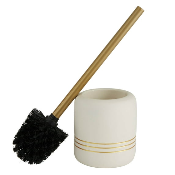Bath Bliss Ceramic Toilet Brush, White and Gold