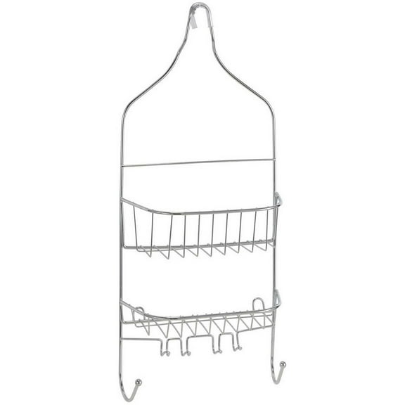 Bath Bliss Contoured Head Design Metal Shower Caddy with 2 Shelves, Chrome